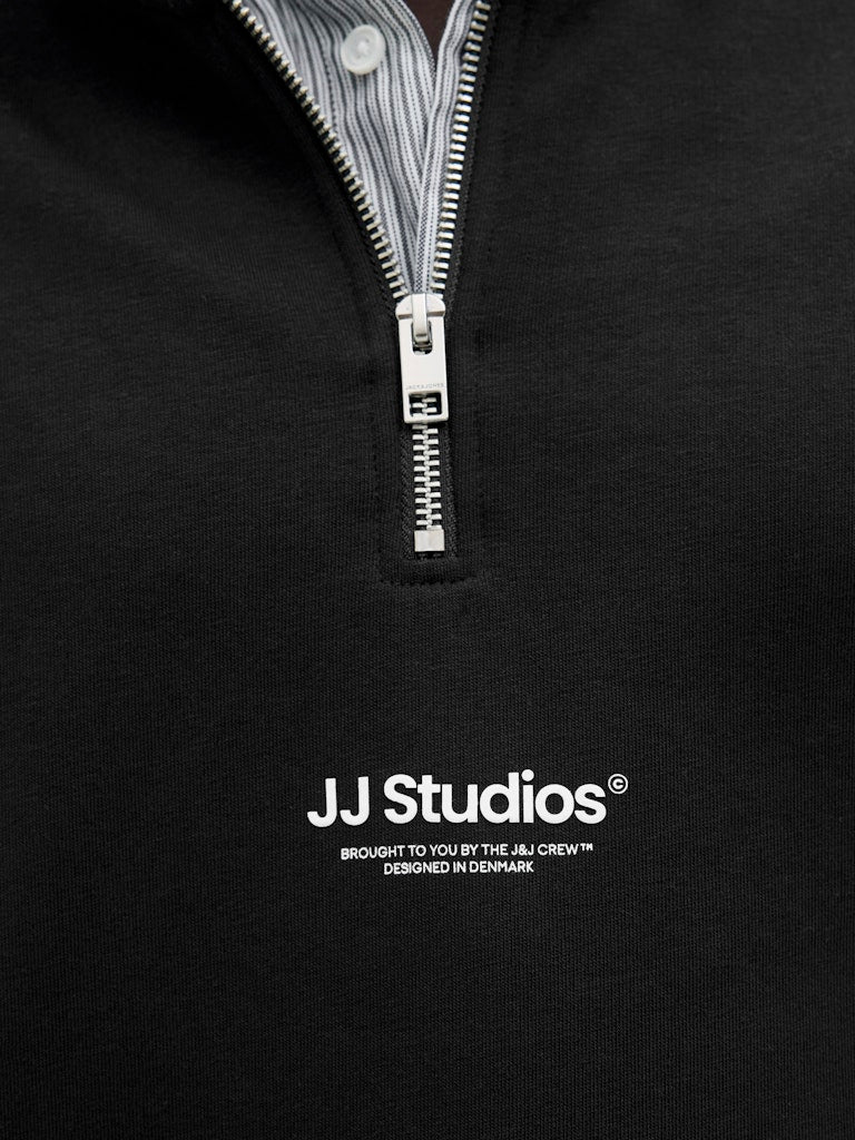 JACK & JONES Soho Sweat Quarter Zip-Black Black side view