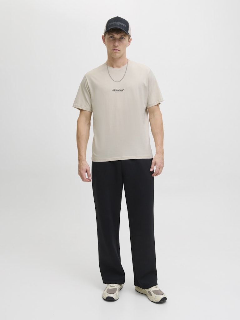 Men's Soho Tee Short Sleeve Crew Neck-Moonbeam-Model Full Front View