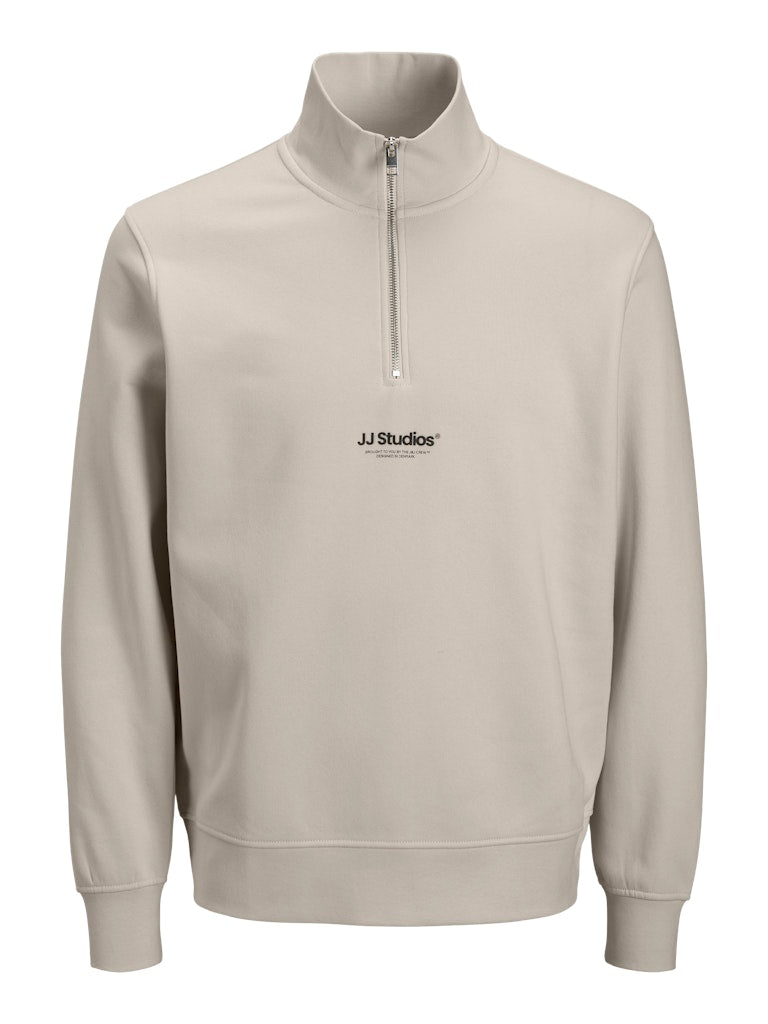 Moonbeam half-zip sweatshirt with 'JJ Studios' logo.