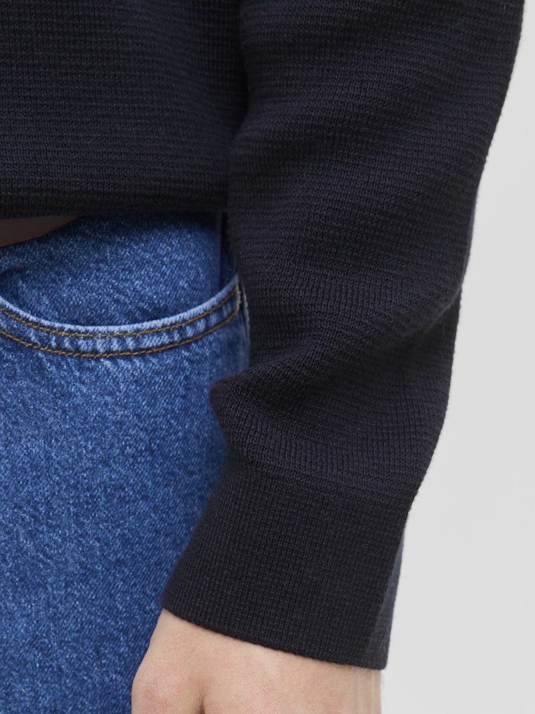 JACK JONES PREMIUM Milano Stitch Knit Zip Polo-Night Sky Night Sky detail view
