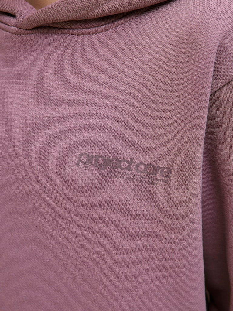 Boy's Union Print Sweat Hood Junior-Grape Shake-Closer View of the Writing on the Front