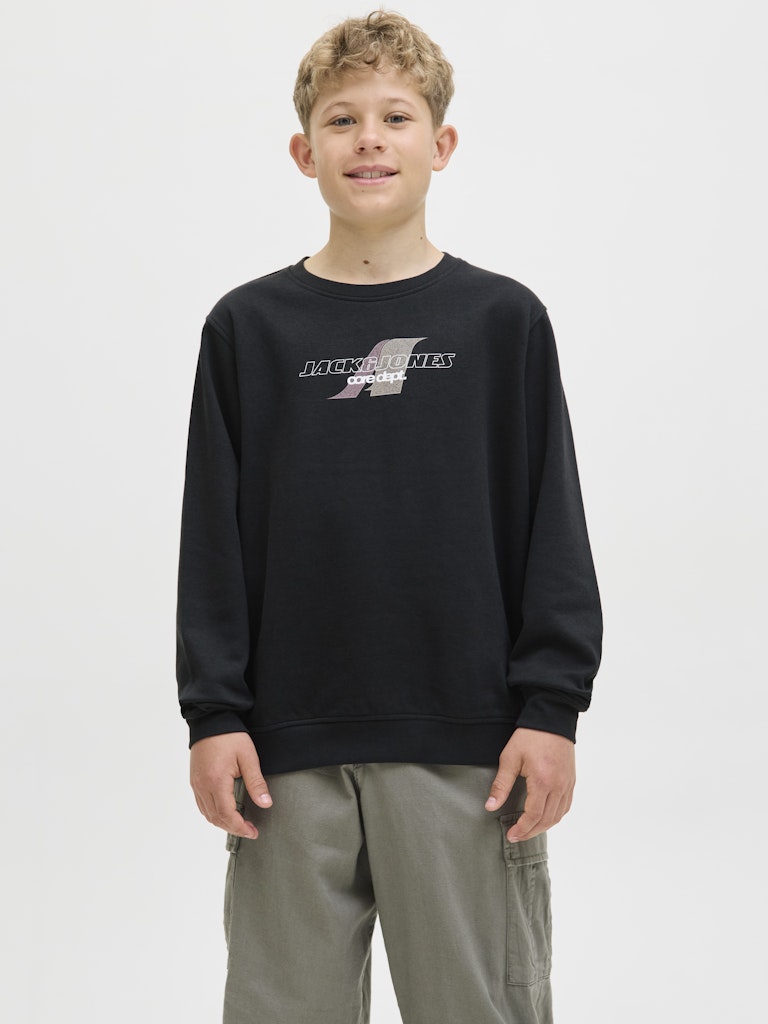 Jack Jones Youths Tier Sweat Crew Neck Junior-Black Black front view