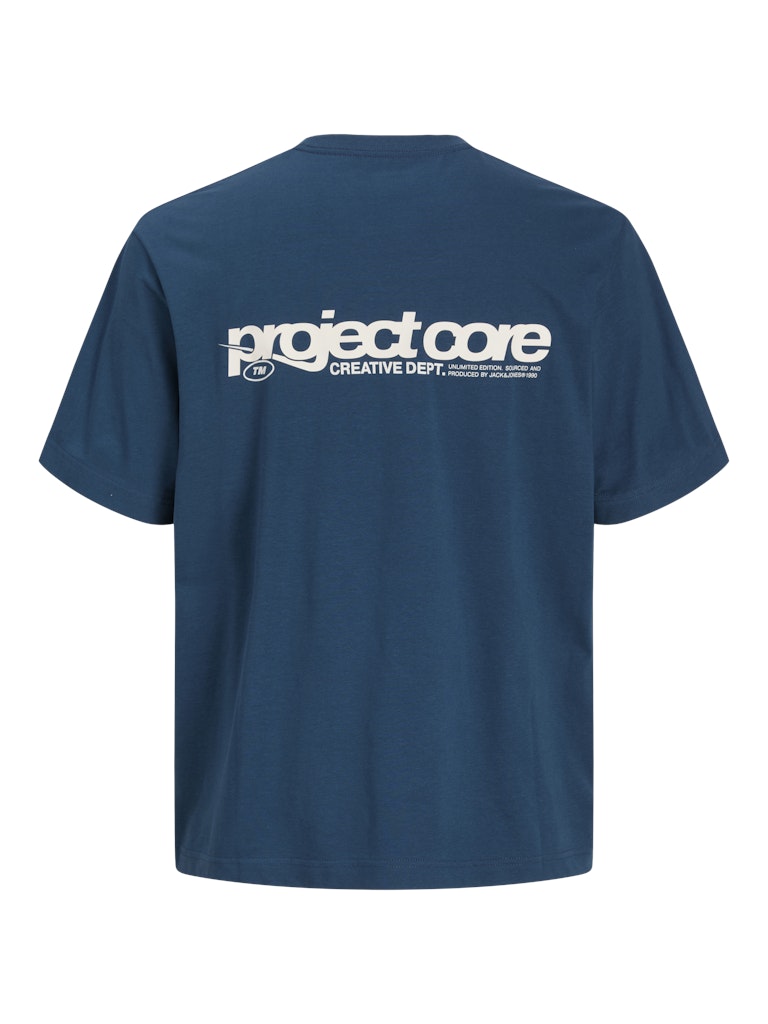 Navy blue t-shirt with 'project core' logo on the back against a white background