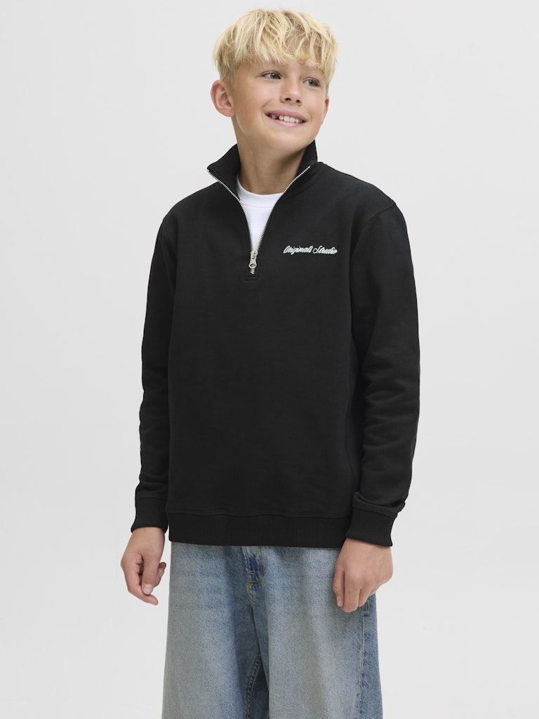 Jack Jones Youths Norrebro Emb Sweat High Neck Junior-Black Black front view