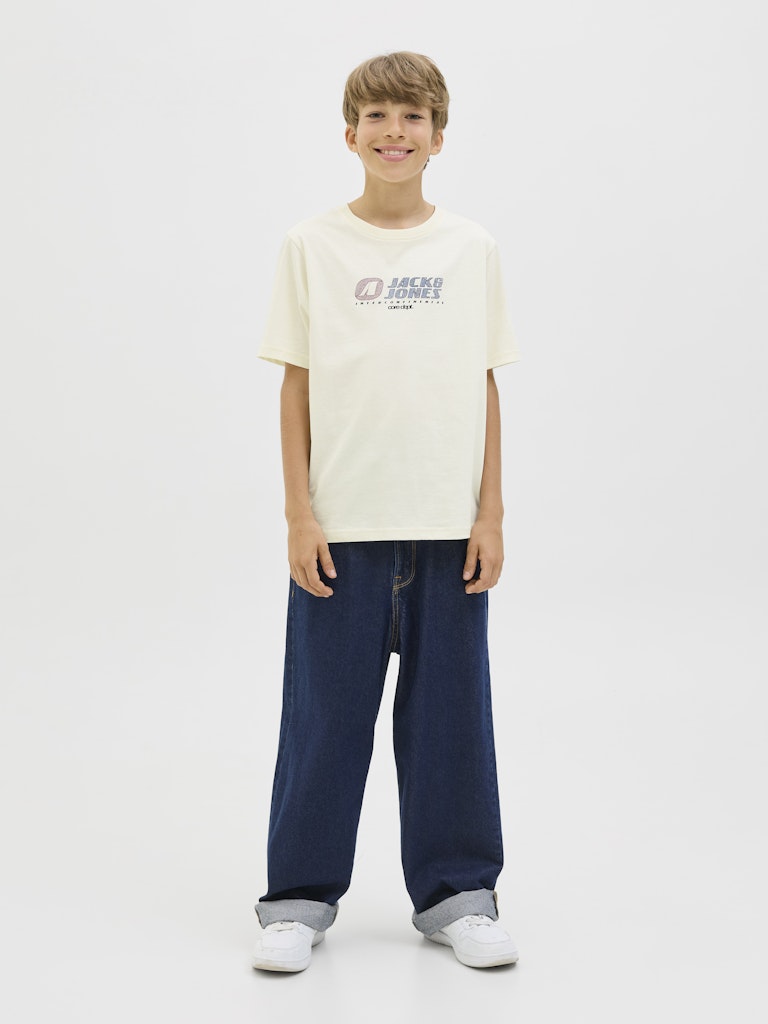 Tier Front Print Tee Short Sleeve Junior-Sweet Corn-Model Full Front View