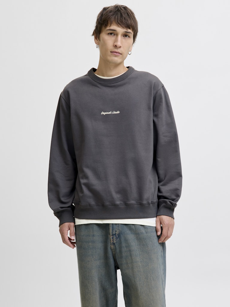 Man wearing a grey sweatshirt