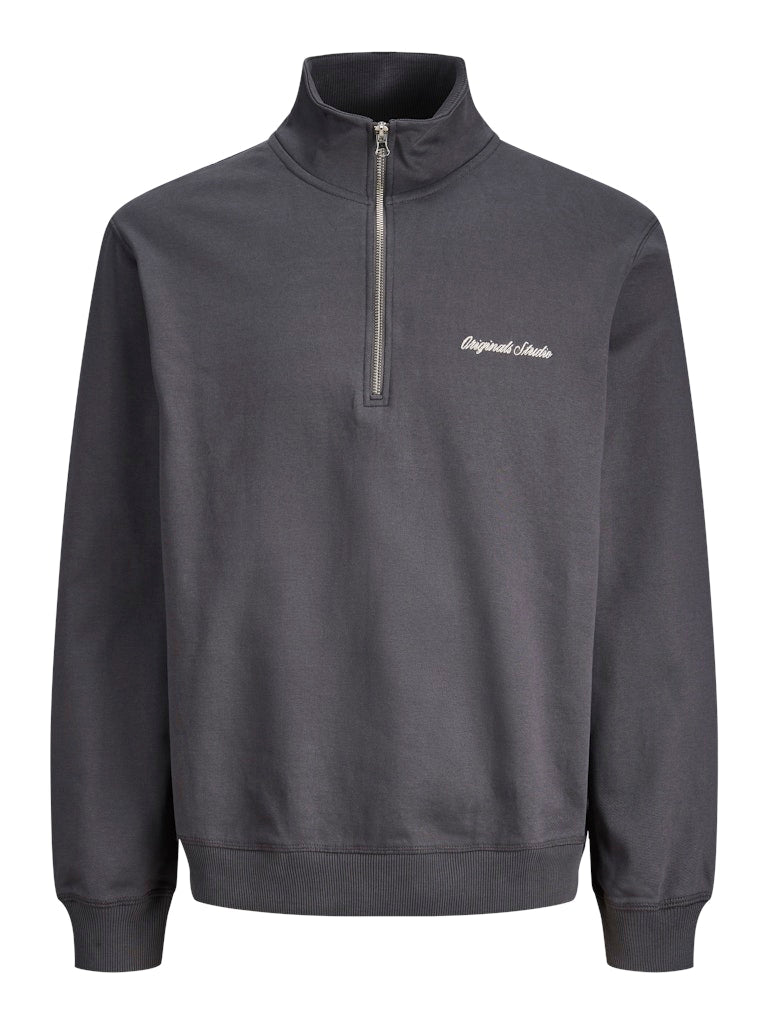 Men's Norrebro Emb Sweat High Neck-Asphalt-Front View