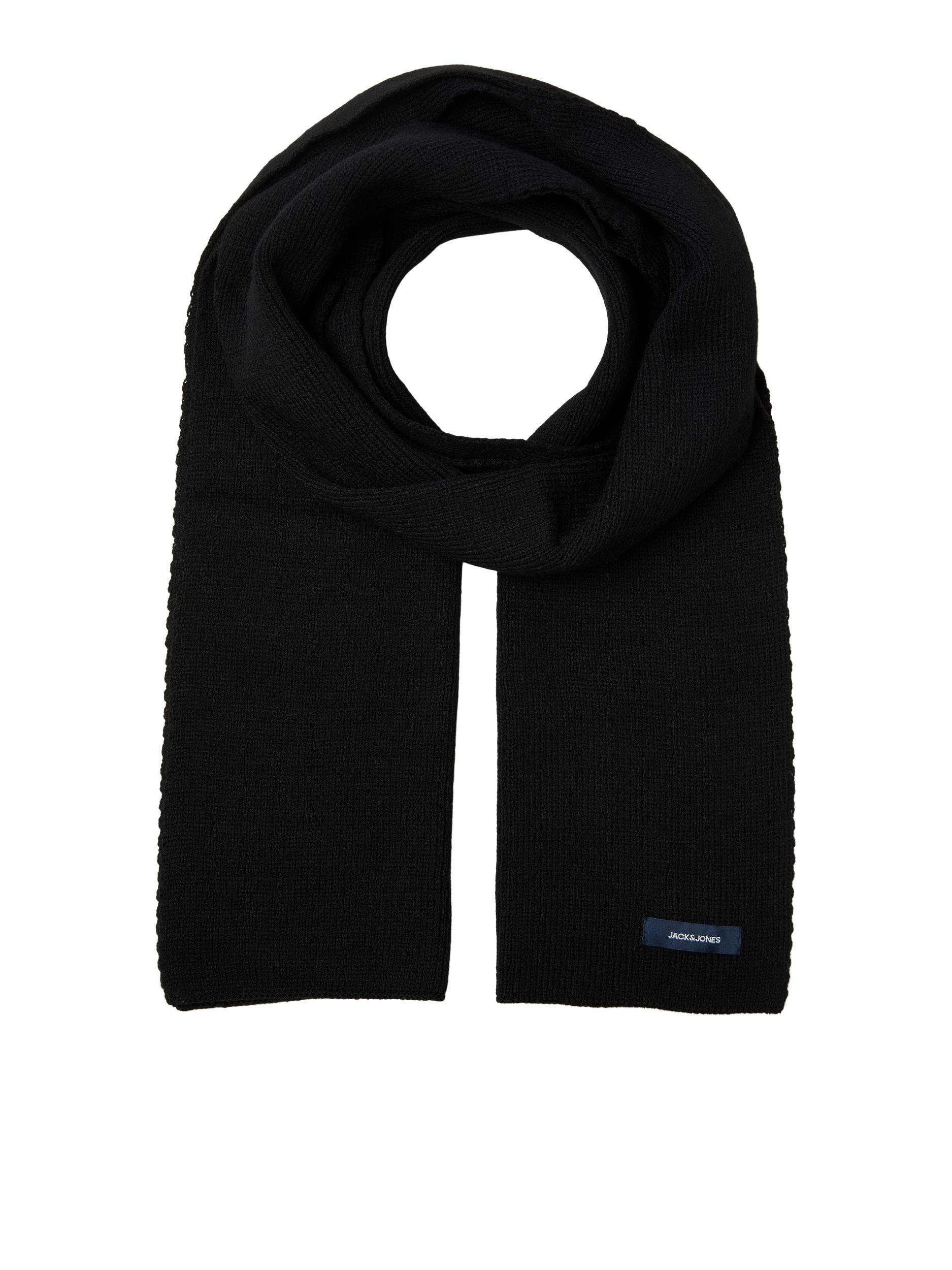 JACK & JONES DNA Knitted Men's Scarf Grey Melange Check model front view