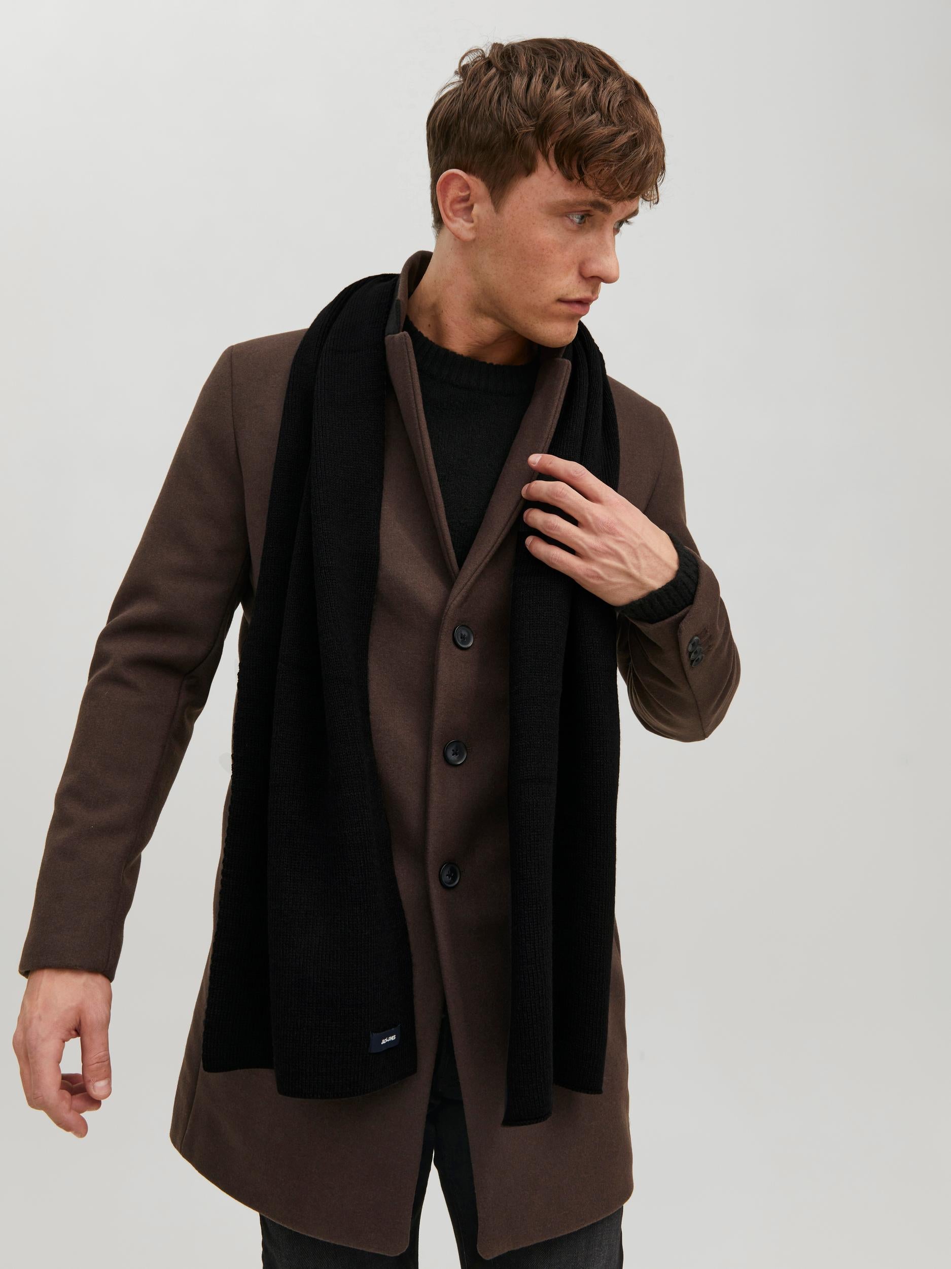 JACK & JONES DNA Knitted Men's Scarf Black front view
