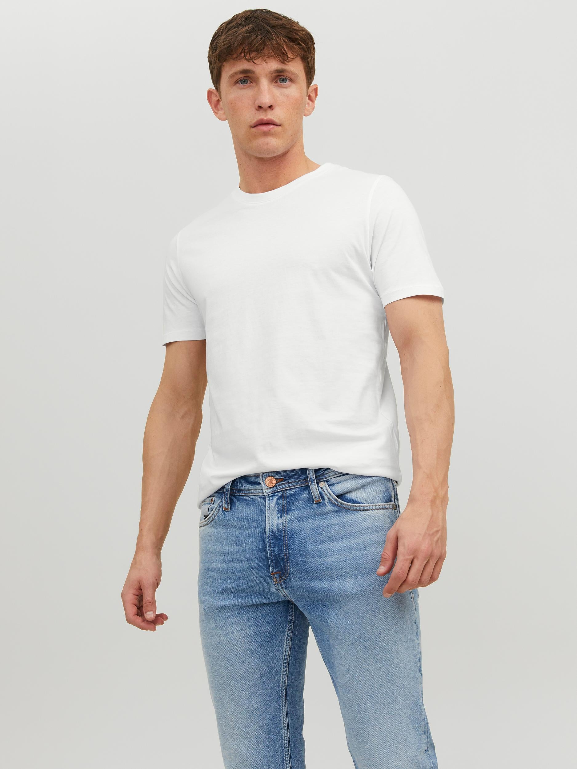 Men's Organic Basic Tee Short Sleeve O-Neck-White-Front View