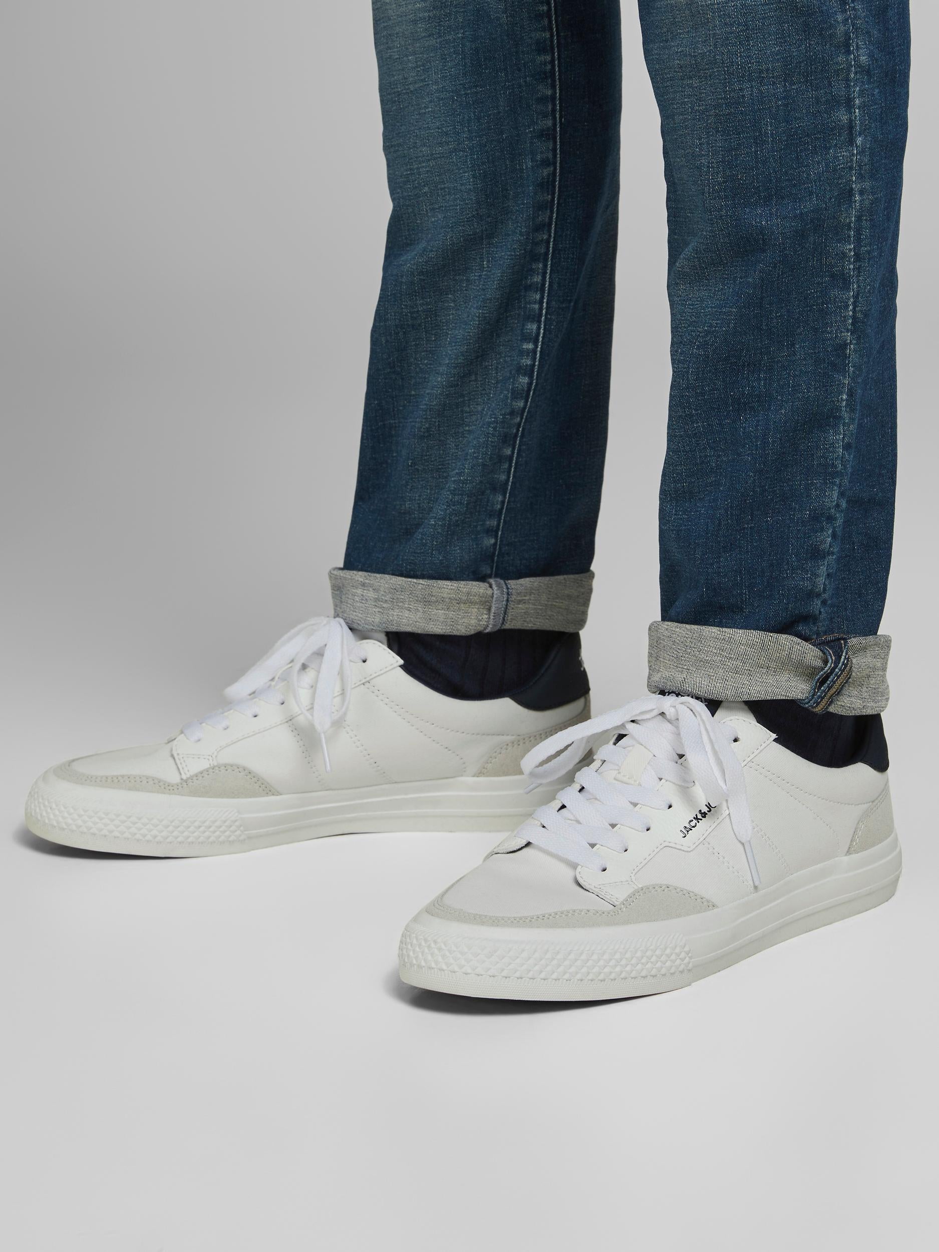 JACK & JONES Morden Combo Trainers - White/Navy White/Navy model front view