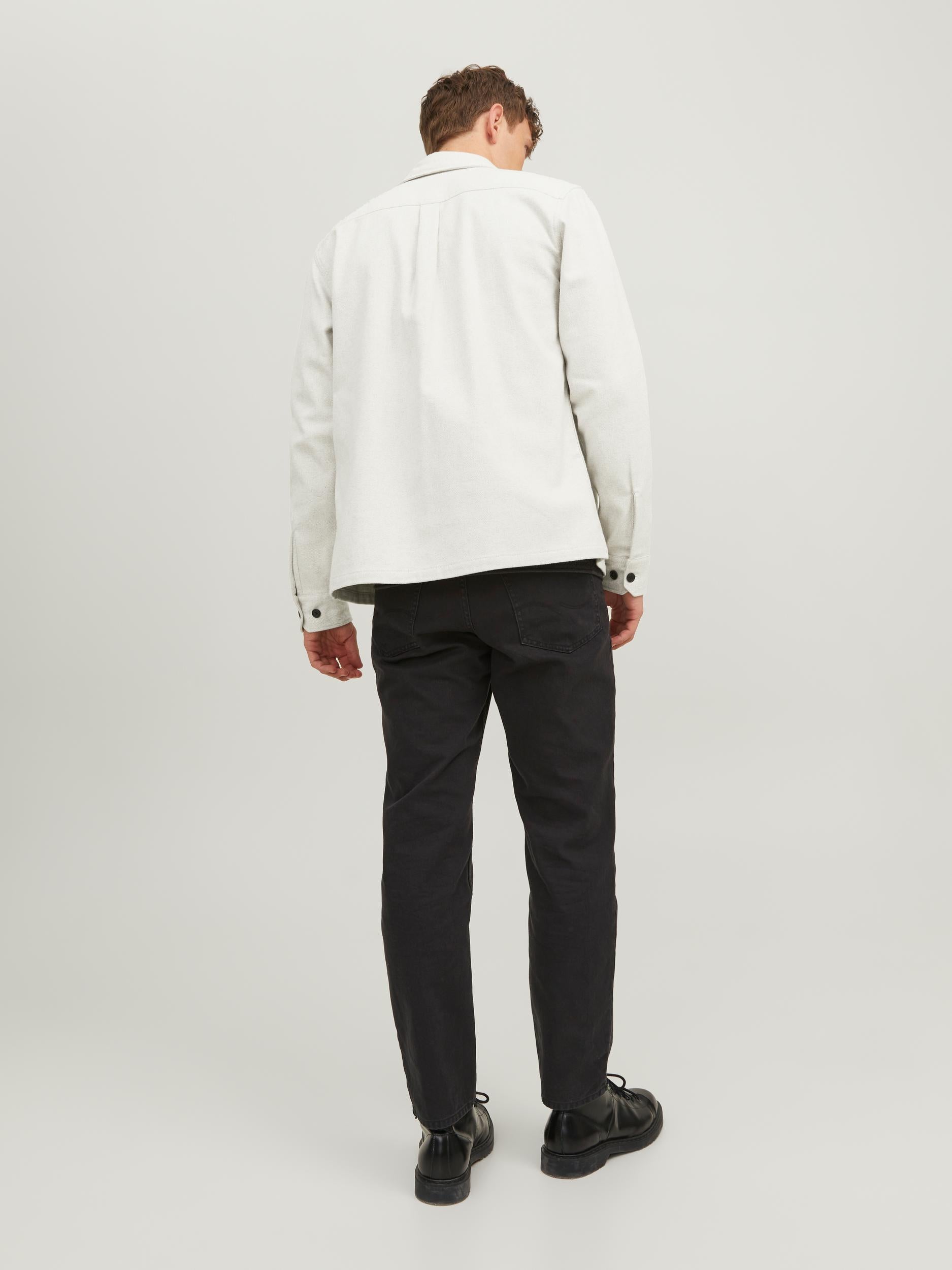 Men's Roy Solid Overshirt Long Sleeve-White Melange-Back View