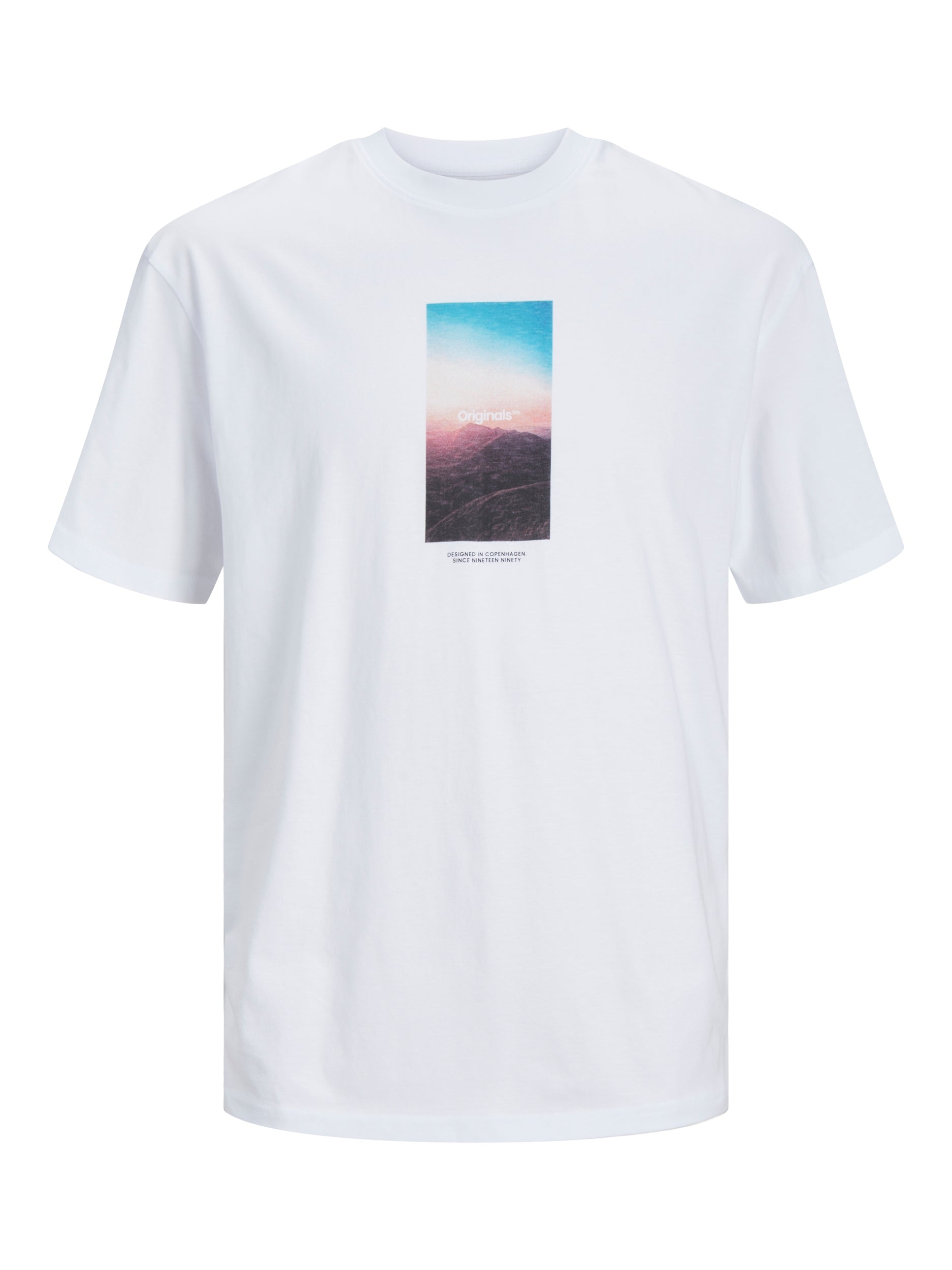 JACK JONES ORIGINALS Vesterbro Picture Tee Short Sleeve Crew Neck-Bright White Moonbeam side view