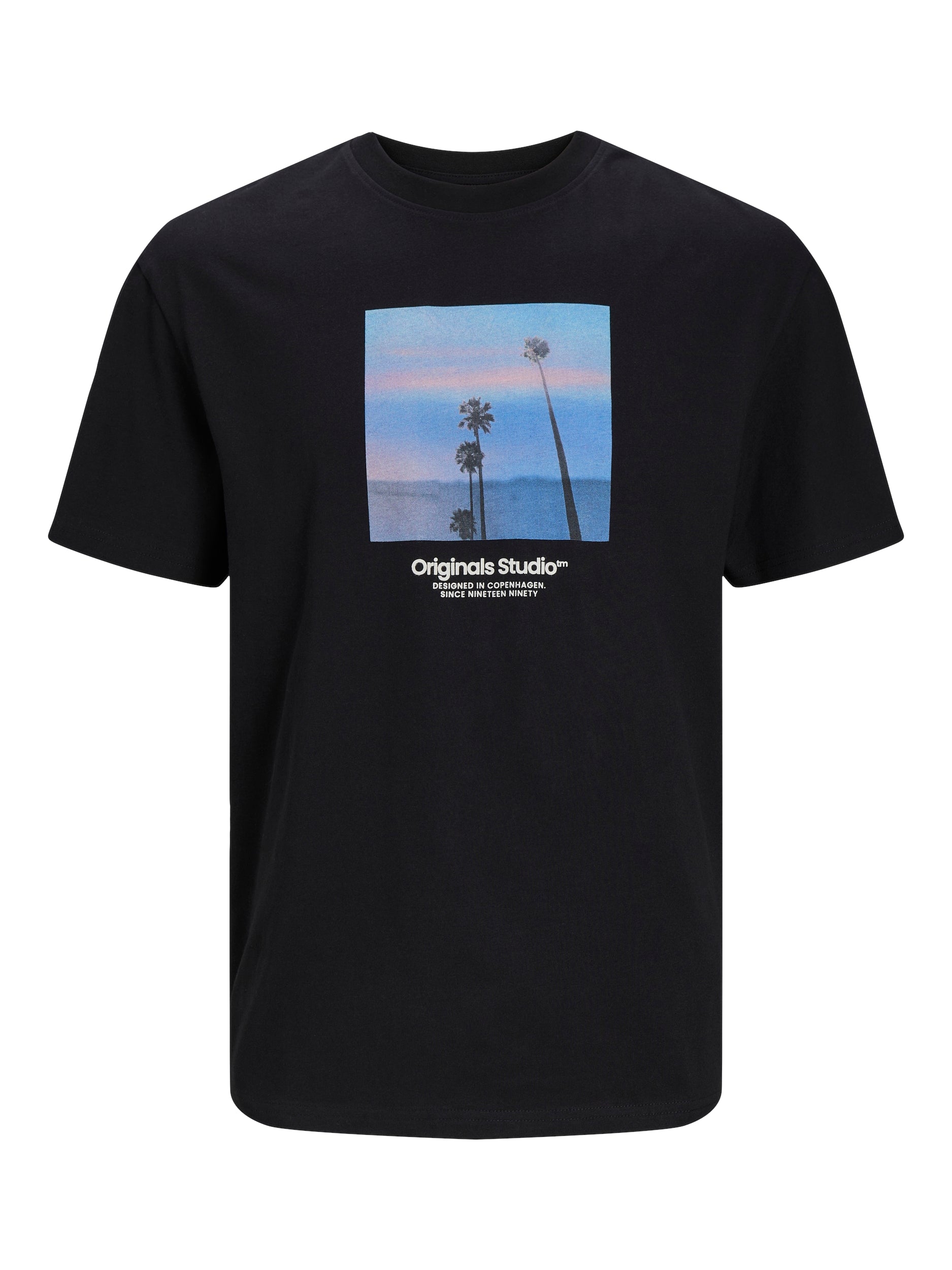 Men's Vesterbro Picture Tee Short Sleeve Crew Neck-Black-Front View