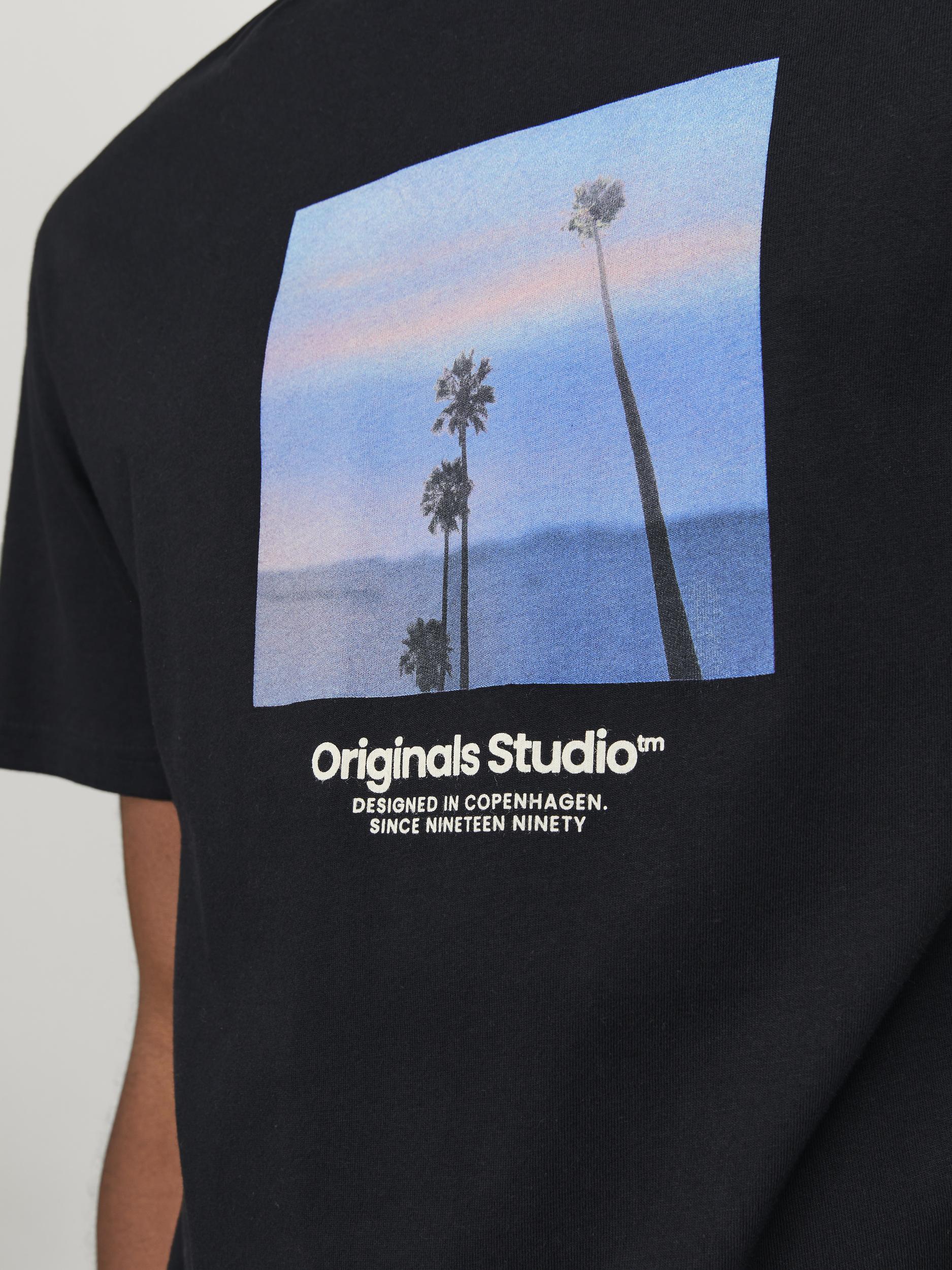 Men's Vesterbro Picture Tee Short Sleeve Crew Neck-Black-Closer View of Front