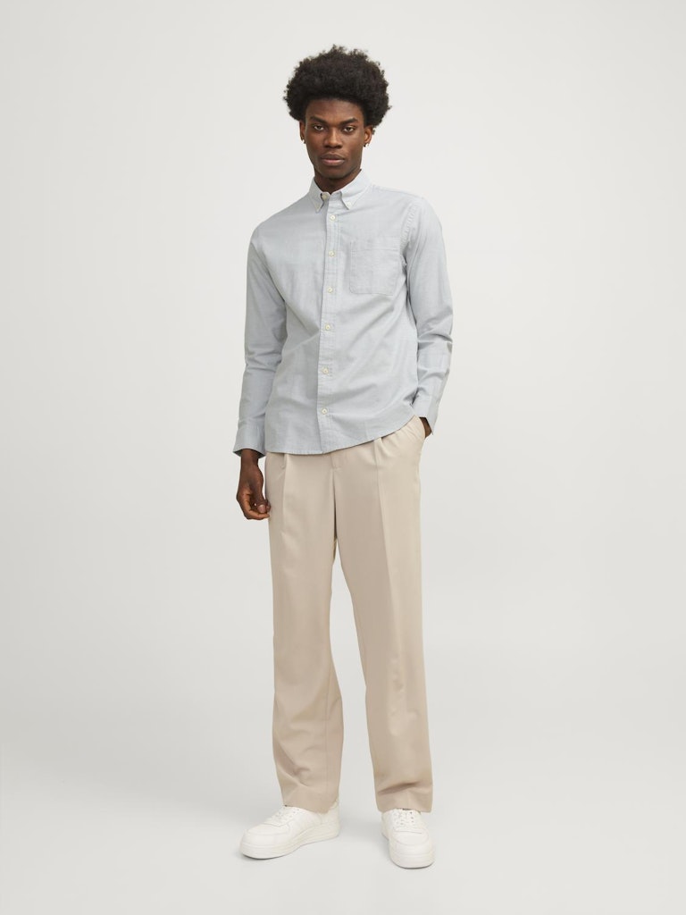 JACK JONES PREMIUM Brook Oxford Shirt Long Sleeve-Lily Pad Lily Pad model front view
