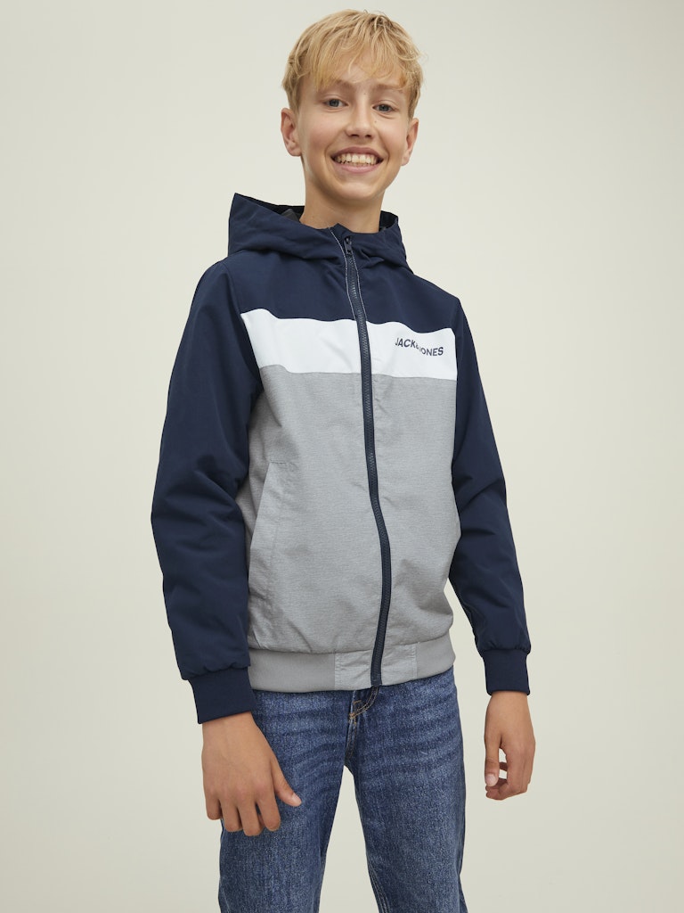 Rush Blocking Hood Bomber Junior-Navy Blazer-Closer View of the Front