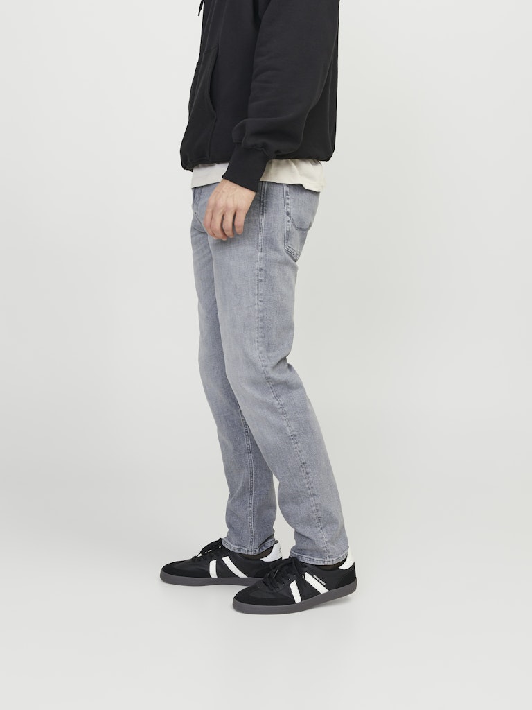 JACK & JONES Mike 811 Relaxed Tapered Fit Grey Denim Jeans GREY DENIM flat front view