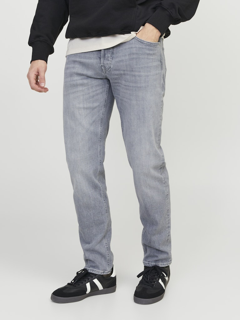 JACK & JONES Mike 811 Relaxed Tapered Fit Grey Denim Jeans GREY DENIM front view