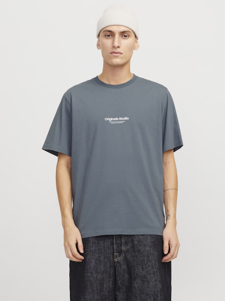 JACK JONES ORIGINALS Vesterbro Tee Short Sleeve Crew Neck-Stormy Weather Stormy Weather front view