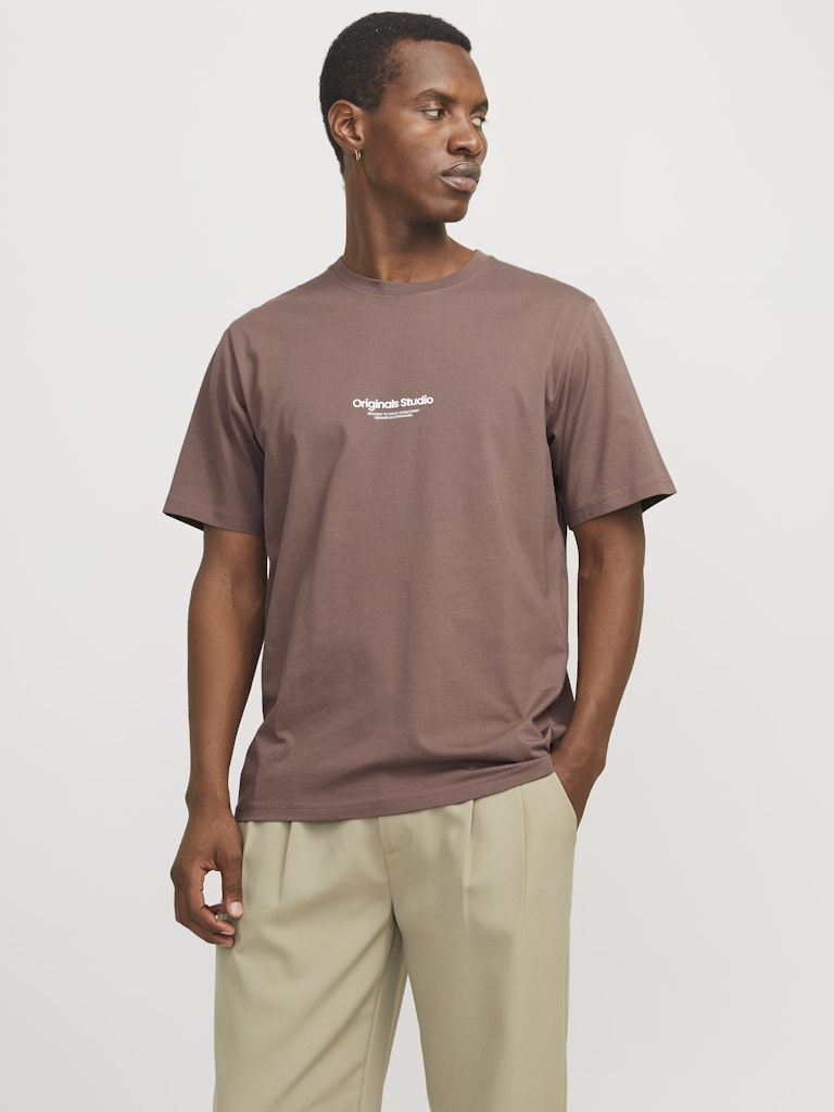 JACK JONES ORIGINALS Vesterbro Tee Short Sleeve Crew Neck-Deep Taupe Deep Taupe front view
