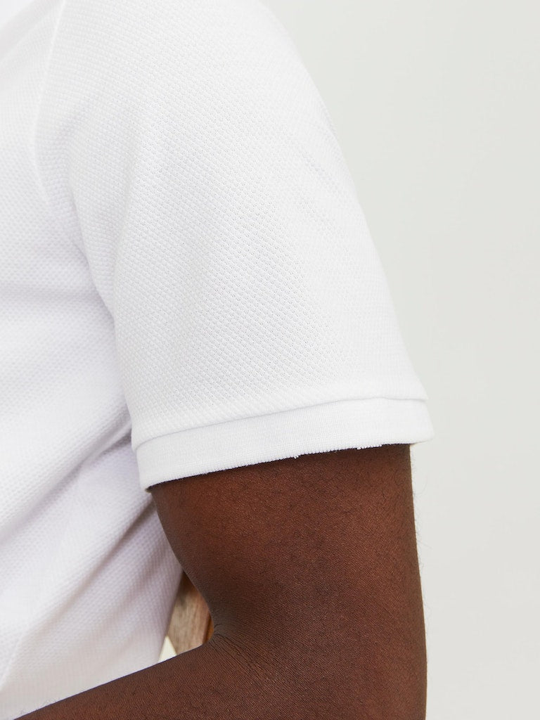 JACK & JONES Mac Zip Short Sleeve Polo-White White back view