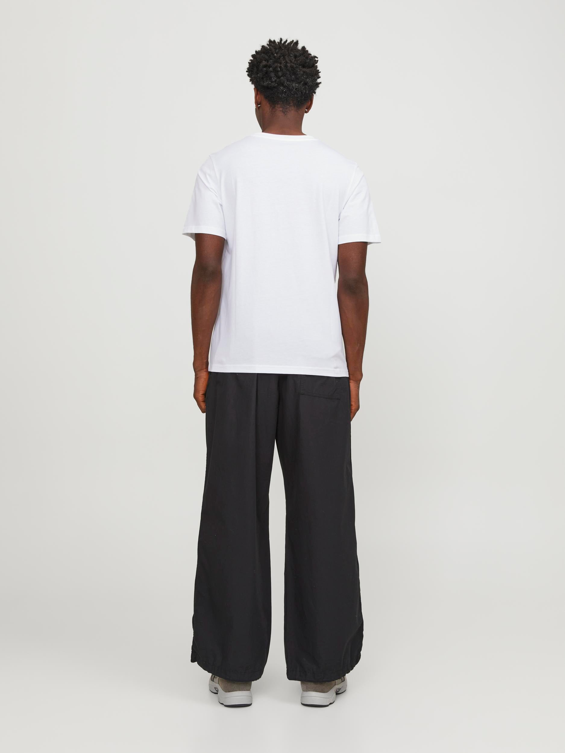 Men's Map Logo Tee Short Sleeve Crew Neck-White-Model Back View