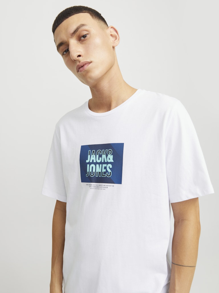 JACK&JONES Hudson White Crew Neck Tee White back view