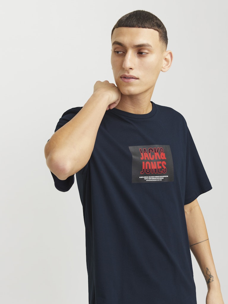 JACK&JONES Hudson Navy Crew Neck Tee Sky Captain back view