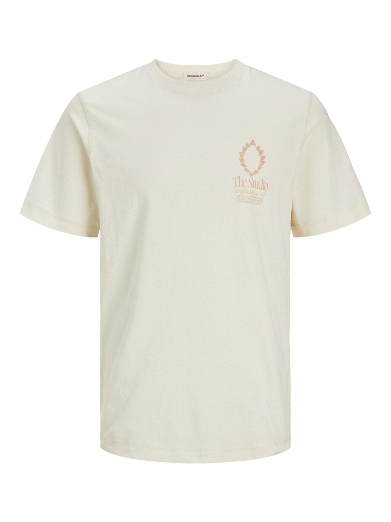 JACK JONES ORIGINALS Noto Chest Graphic Buttercream Tee Buttercream side view