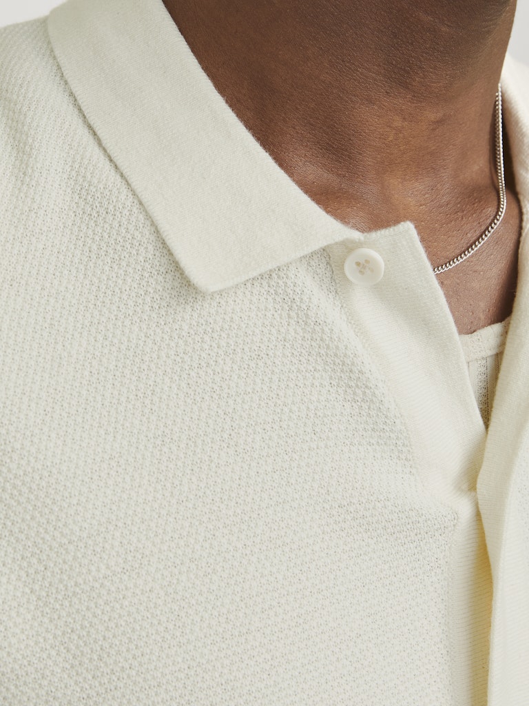 JACK & JONES Emil Knit Structure Short Sleeve Shirt-Cloud Dancer Cloud Dancer side view