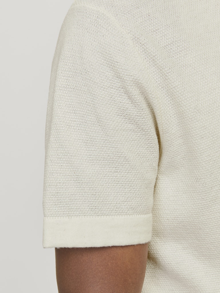 JACK & JONES Emil Knit Structure Short Sleeve Shirt-Cloud Dancer Cloud Dancer back view