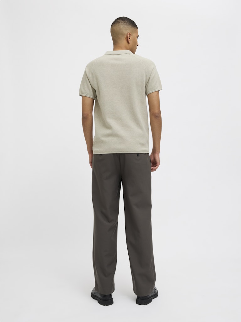 JACK&JONES Hill Knit Split Neck Polo-Oatmeal OATMEAL detail view