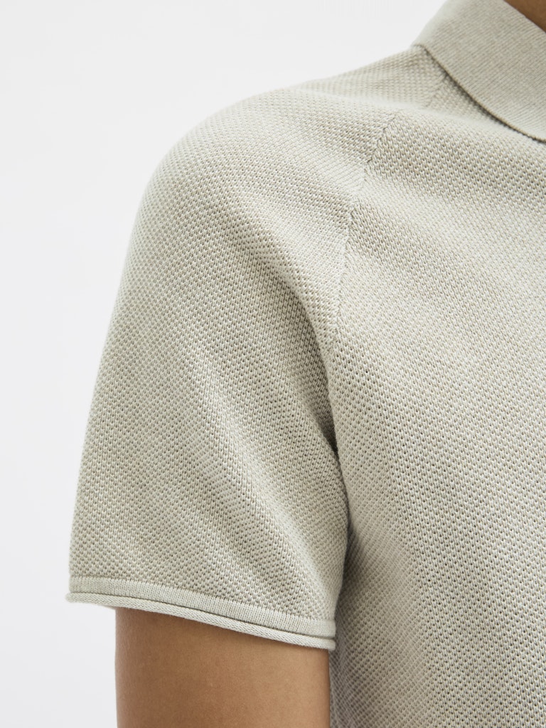 JACK&JONES Hill Knit Split Neck Polo-Oatmeal OATMEAL back view