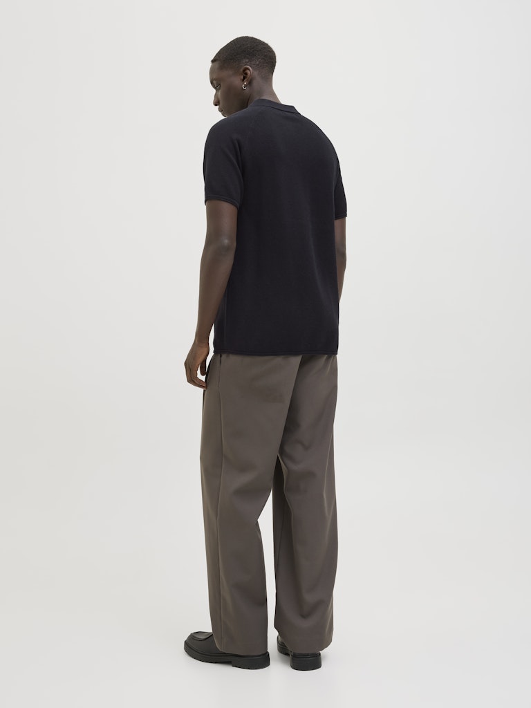 JACK&JONES Hill Knit Split Neck Polo-Black BLACK detail view