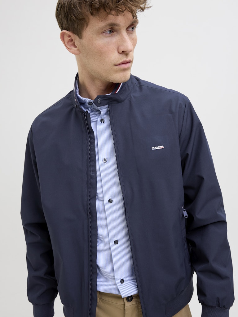 JACK JONES PREMIUM Brad Navy Bomber Jacket SEABORNE front view