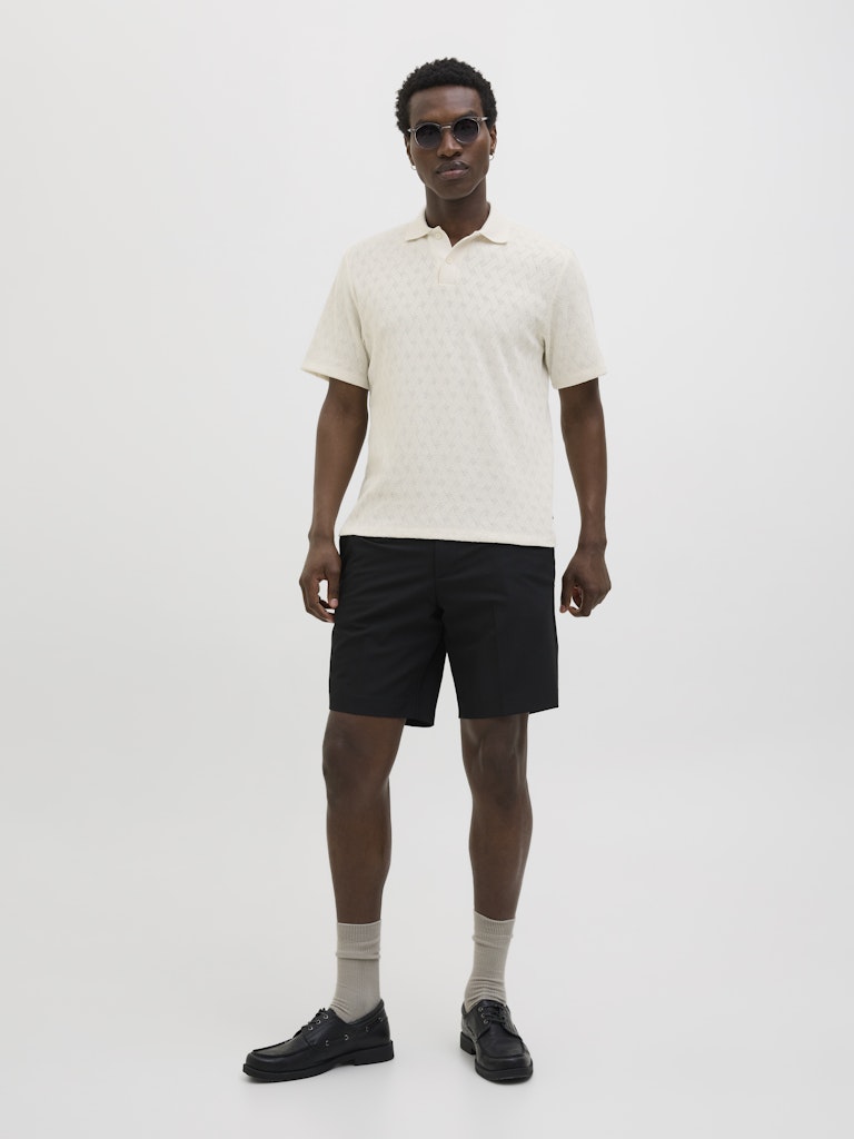 JACK JONES PREMIUM Trent Jacquard Polo Shirt-Cloud Dancer CLOUD DANCER model front view