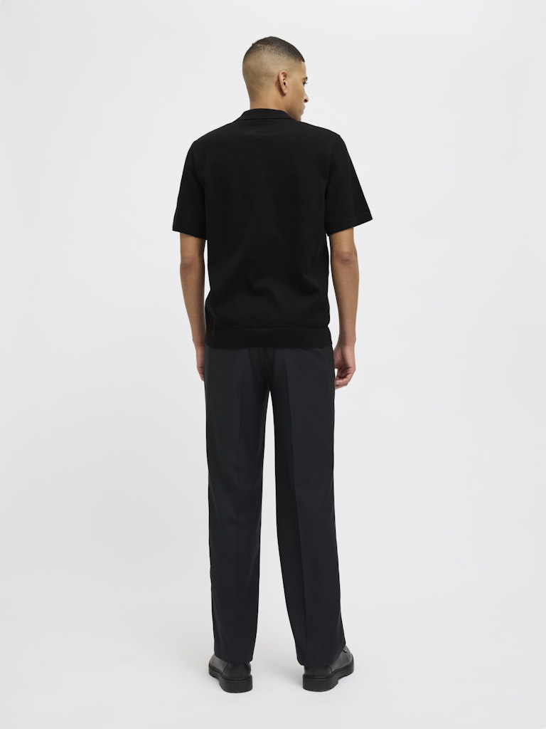 JACK JONES PREMIUM Milano Spring Knit Polo Short Sleeve-Black BLACK detail view