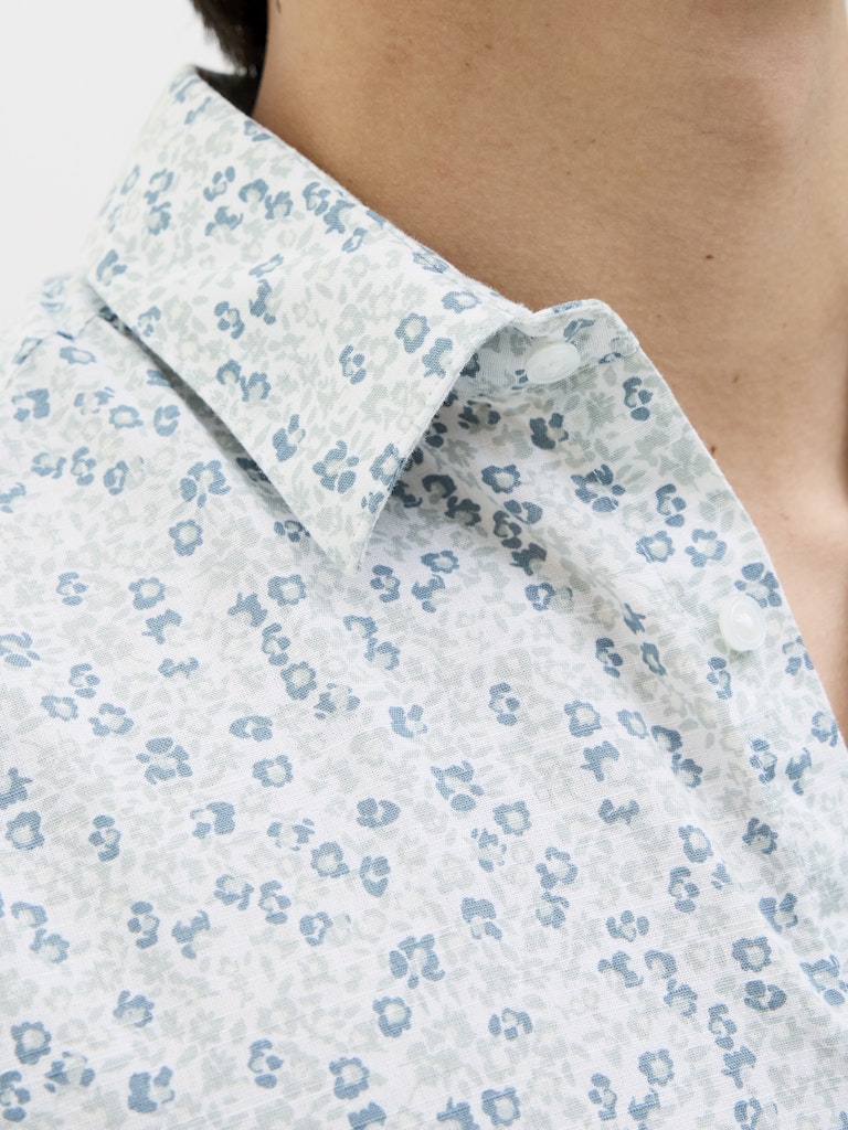 JACK JONES PREMIUM Summer Print Short Sleeve Shirt-White White side view