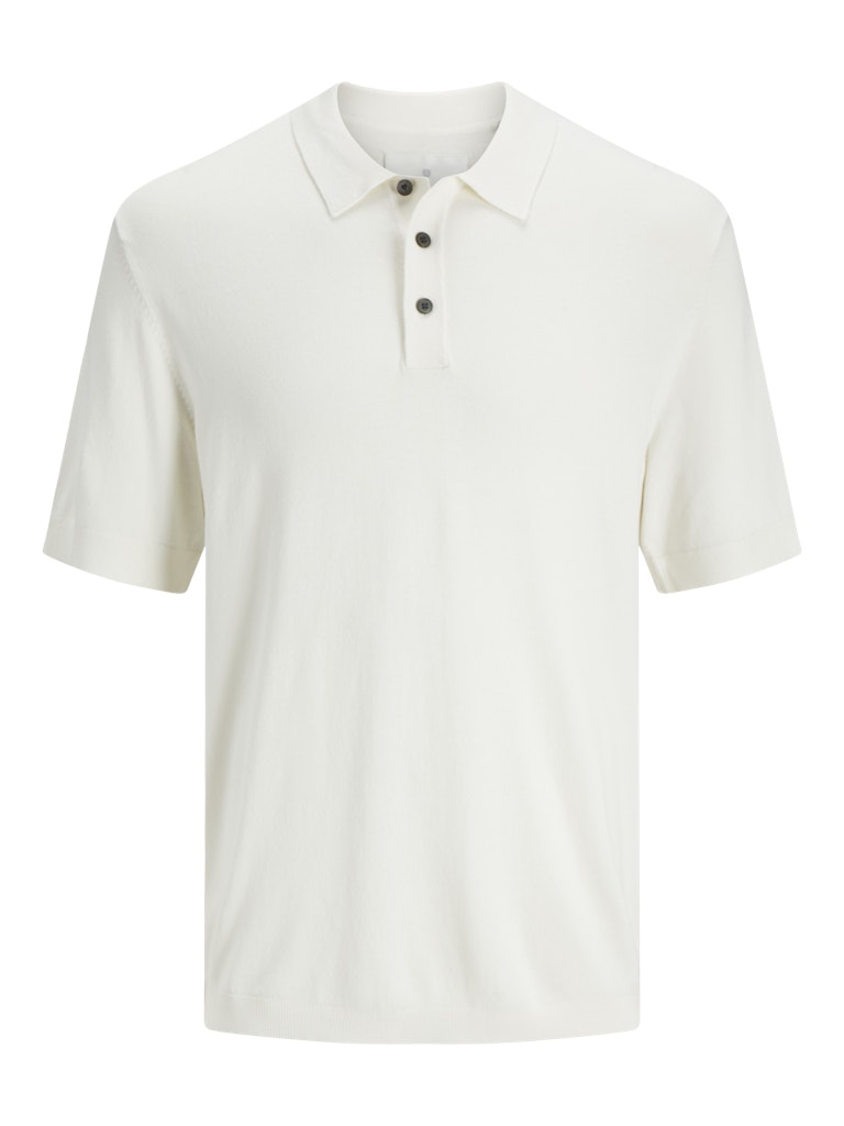 Men's William Knit Polo Short Sleeve-Cloud Dancer-Ghost Front View