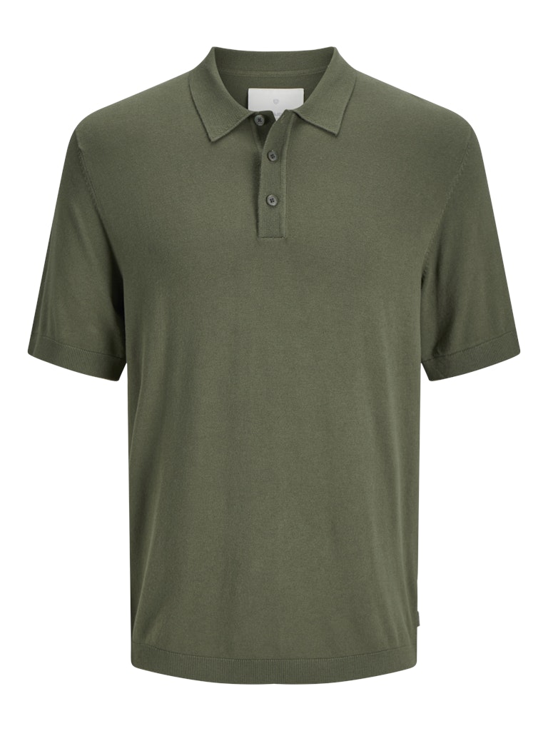 JACK JONES PREMIUM William Knit Polo Short Sleeve-Four Leaf Clover Four Leaf Clover flat front view