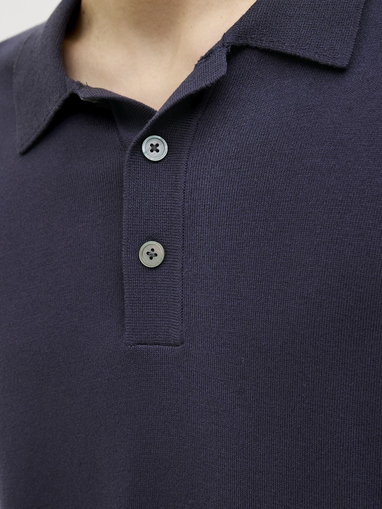 JACK JONES PREMIUM William Knit Polo Short Sleeve-Night Sky Night Sky back view