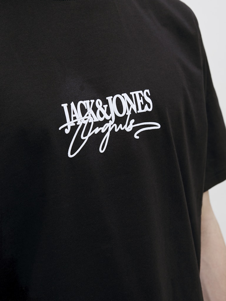 Almeria Branding Black Tee-Chest logo view