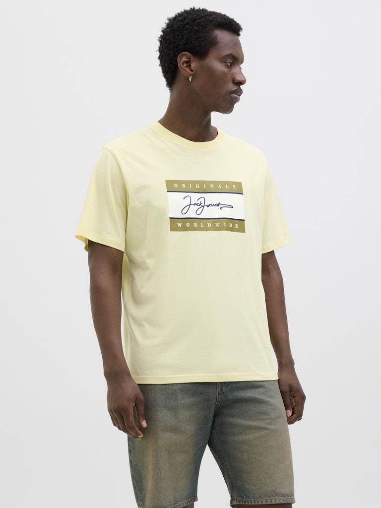 JACK JONES ORIGINALS Frederiksberg Box Script Double Cream Tee Double Cream back view