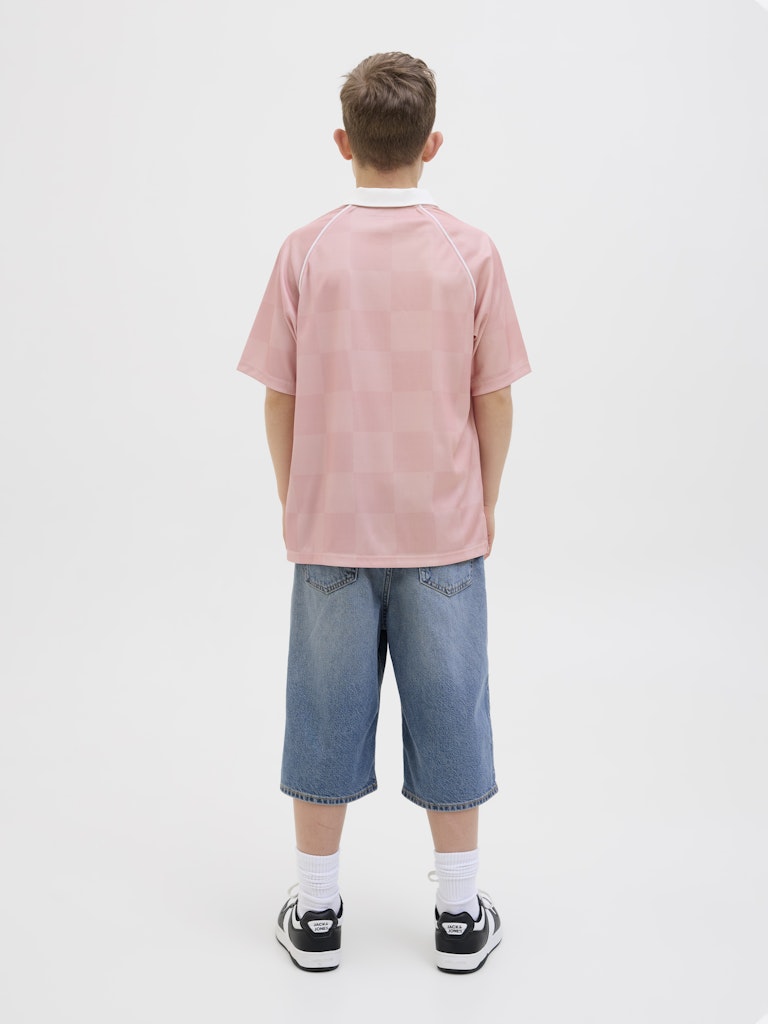 Lido Mesh Open Collar Pink Junior Polo-Back view