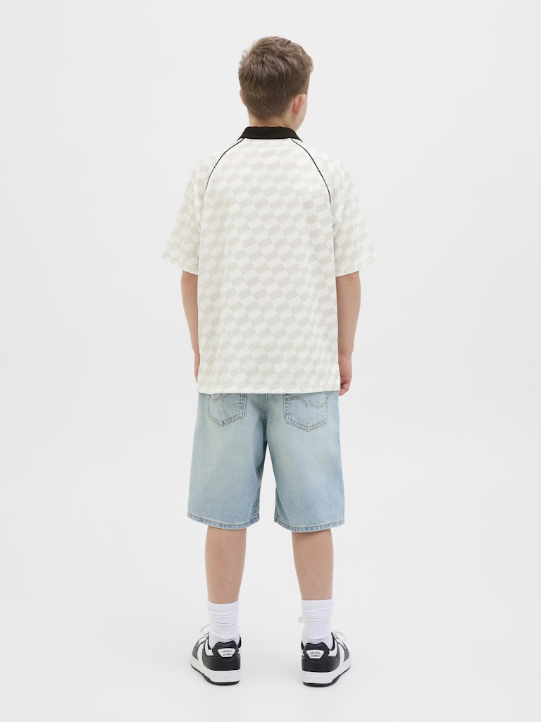 Lido Mesh Open Collar Cloud Dancer Junior Polo-Back view