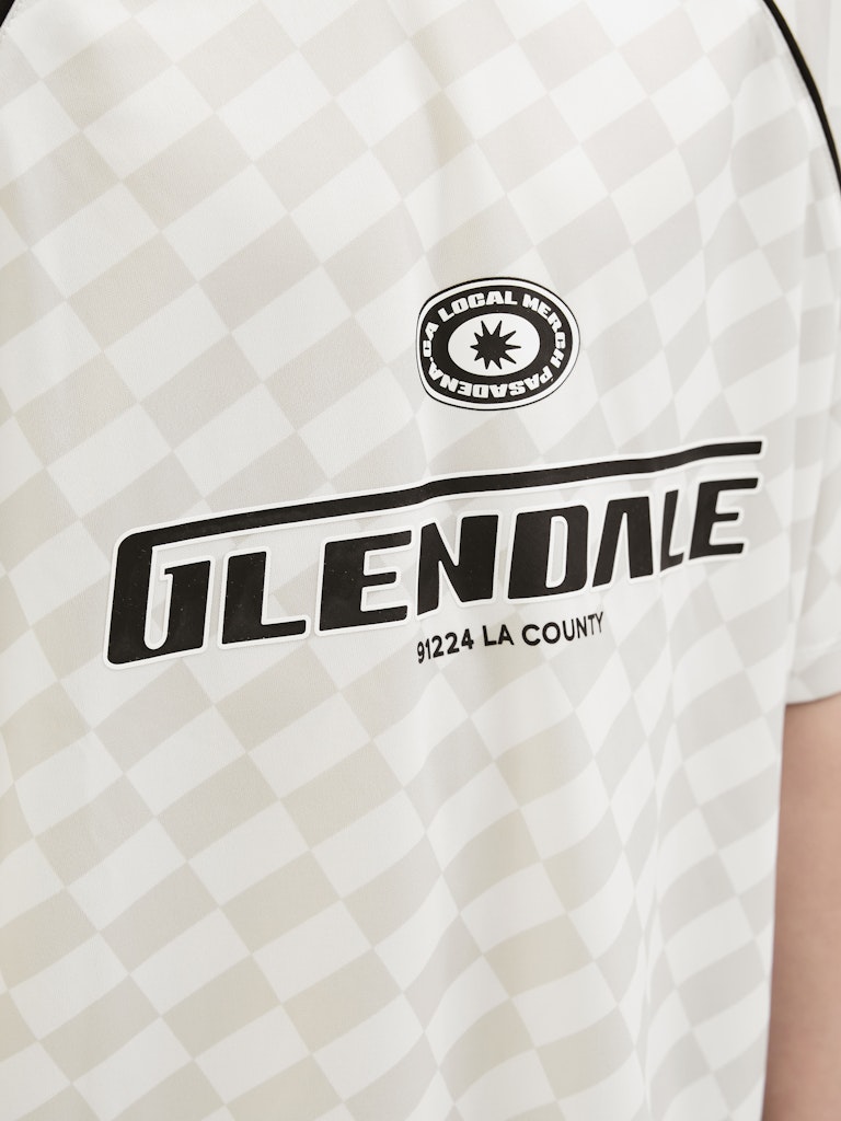 Lido Mesh Open Collar Cloud Dancer Junior Polo-Chest logo view