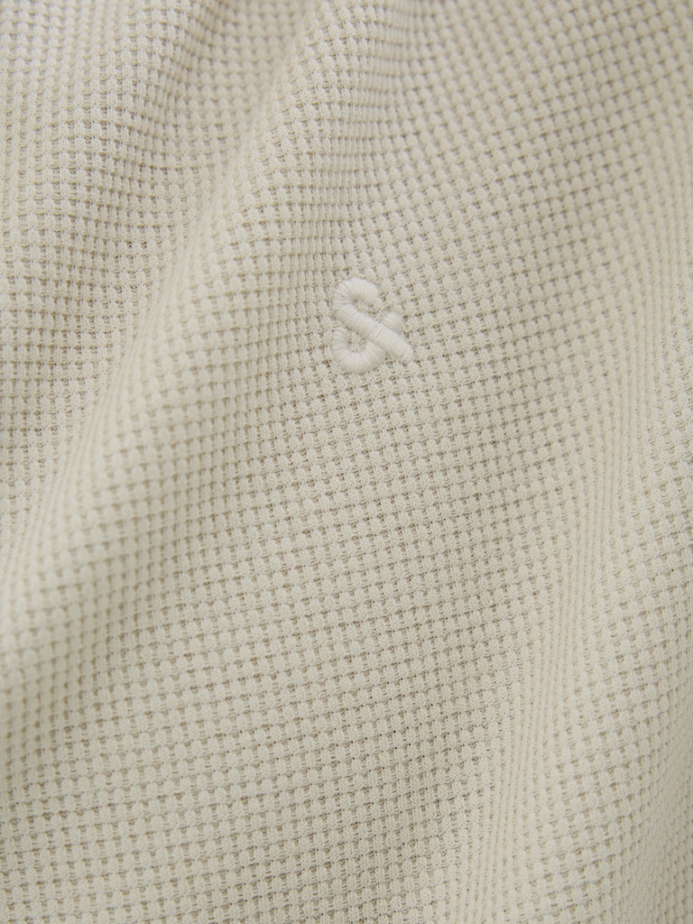JACK & JONES Austin Zip Polo Short Sleeve-Moonbeam Moonbeam back view