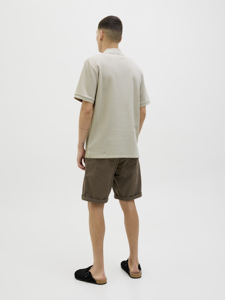 JACK & JONES Austin Zip Polo Short Sleeve-Moonbeam Moonbeam detail view