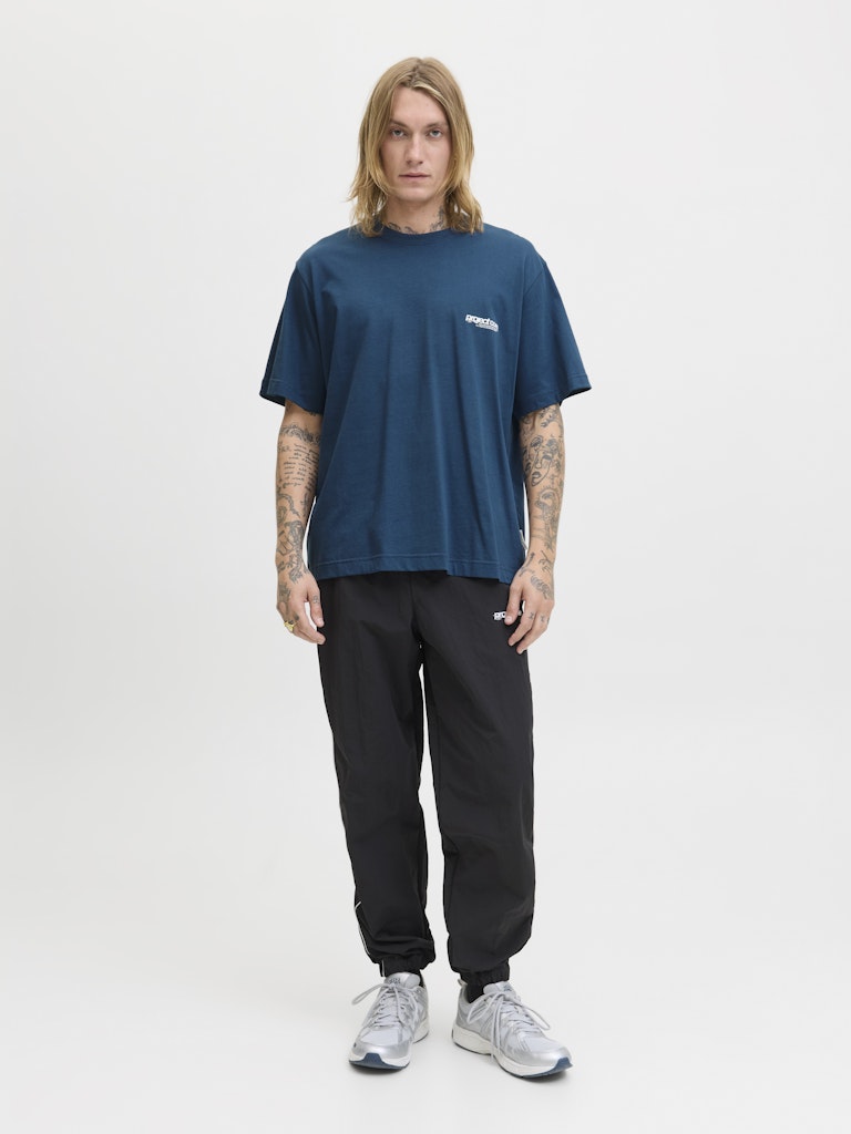 Men's Union Back Print Tee Short Sleeve Crew-Titan-Model Full Front View